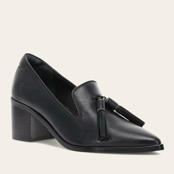 NWT  Frye Suede Leather Sadie Venetian Tassel Block Heel Loafers Black Size 11M - Picture 3 of 8